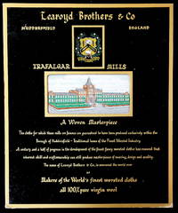 Advertising Show card for Learoyd Brothers & Co. Huddersfield England, with woven silk inset of Trafalgar Mills
