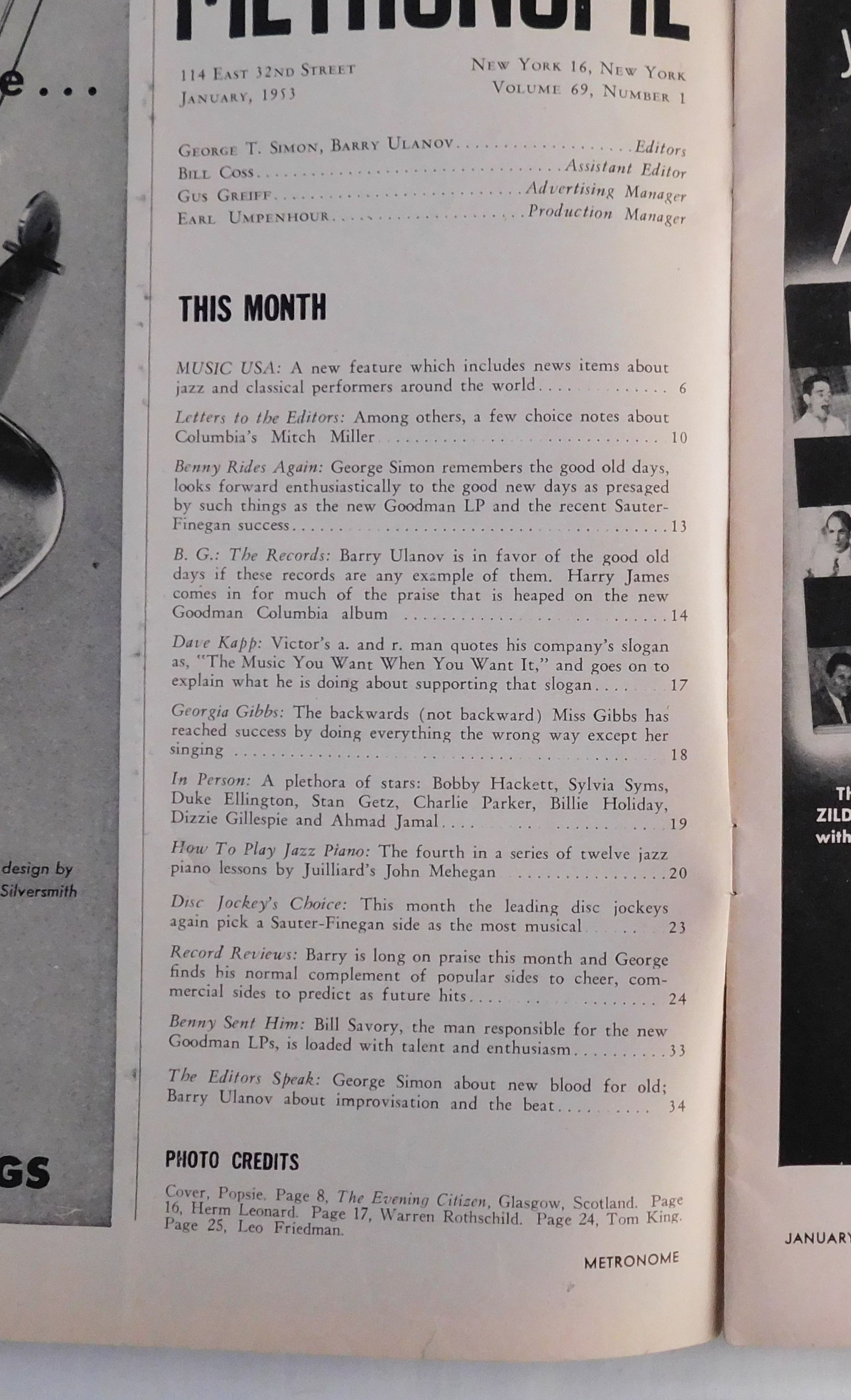 BIBLIO | Metronome Magazine Bands Records Radio Jazz Volume 69 Number 1 ...