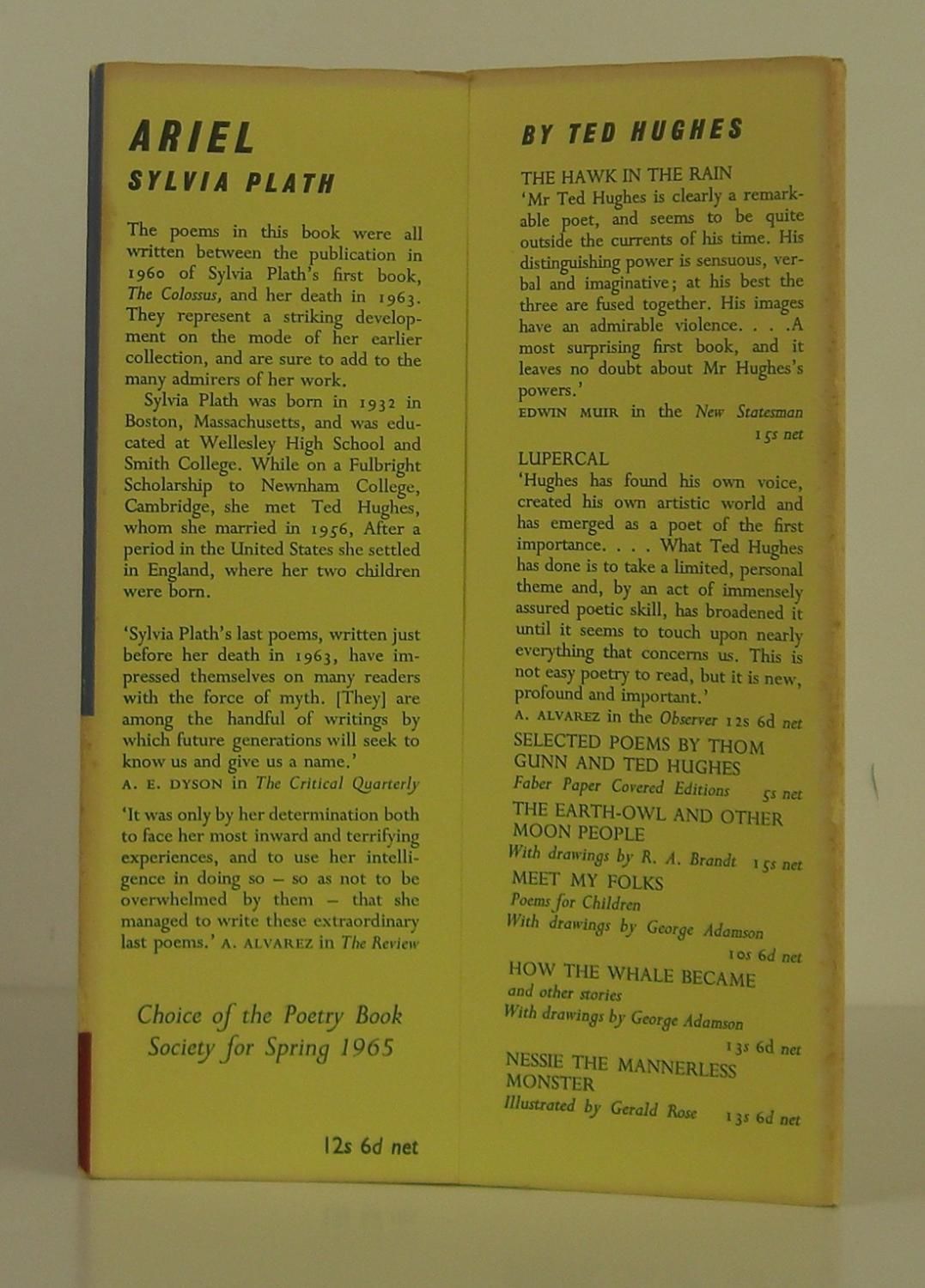 Ariel by Sylvia Plath 1st Edition 1965 from Bookbid Rare Books (SKU 1401163) Ariel by Sylvia Plath 1st Edition 1965 from Bookbid Rare Books (SKU 1401163)