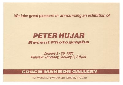 Peter Hujar: Recent Photographs (Announcement Card)