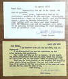 Typed Letter Signed dated 23 April 1972, along with carbon of original note from Rick Sneary. Isaac Asimov TLS