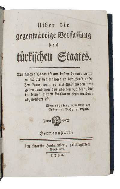Über die gegenwärtige Verfassung des türkischen Staates. - [ON THE CONSTITUTION OF THE OTTOMAN EMPIRE] (photo 2)