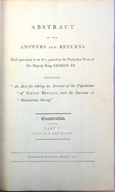 Abstract of the answers and returns made pursuant to an act, passed in the forty-first year of His Majesty King George III