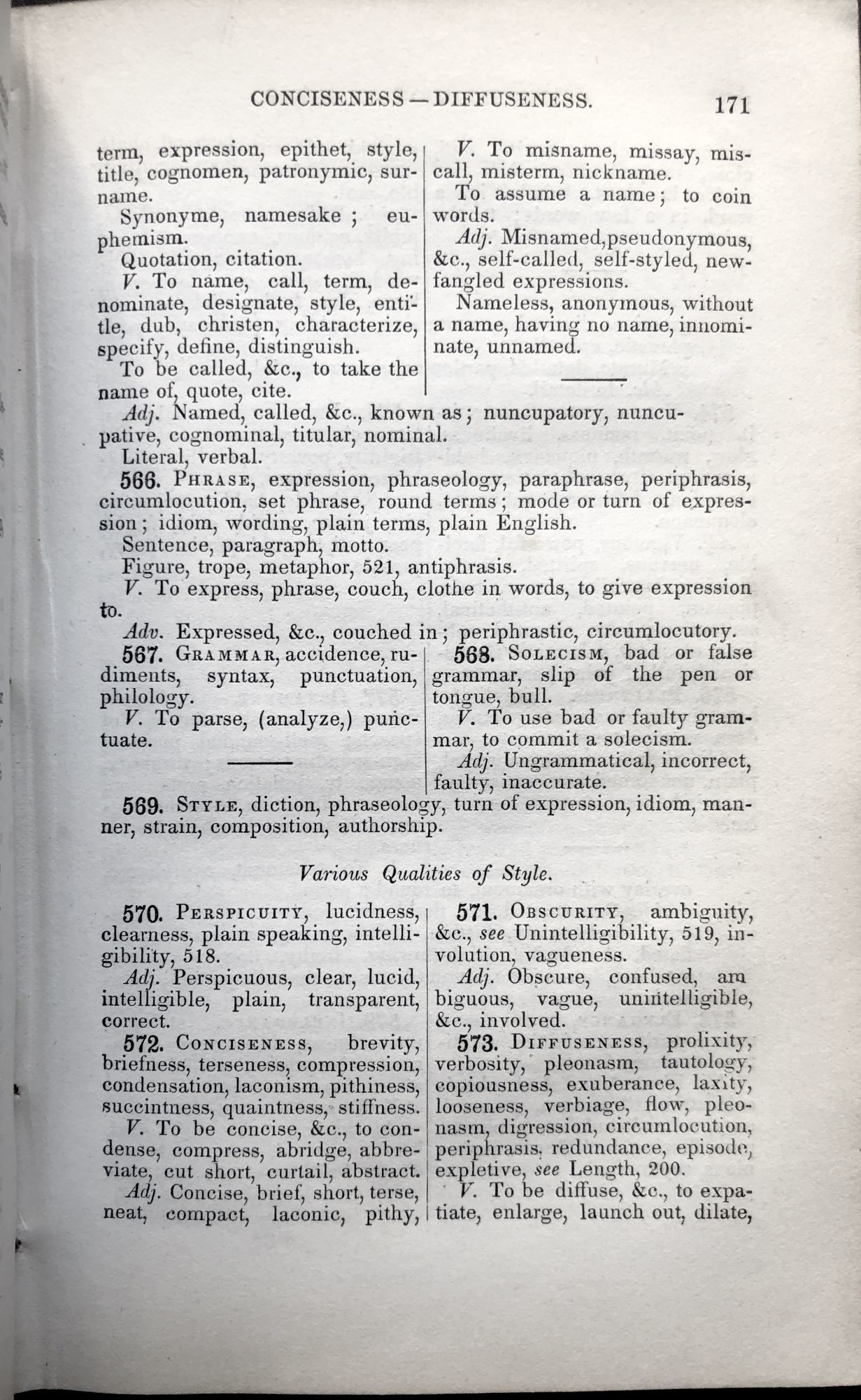 Thesaurus of English Words and Phrases by revised and ed. by Barnas