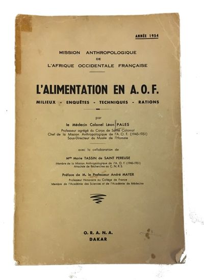 Dakar: Organisme de recherches sur l'alimentation et la nutrition africaines, 1955. Paperback. Good....