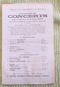 image of Concert Programme for Cercle Des Etrangers De Monaco , 4 Dec. 1897