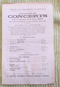 Concert Programme for Cercle Des Etrangers De Monaco , 4 Dec. 1897