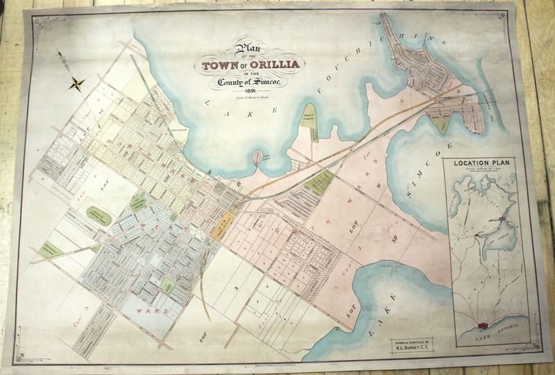 BIBLIO Map of the Town of Orillia in the County of Simcoe. by K.L