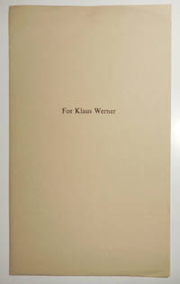 For Klaus Werner by Artist Book - Finlay, Ian Hamilton - 1991