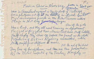 V. S. Pritchett Autograph Manuscript Of A Poem