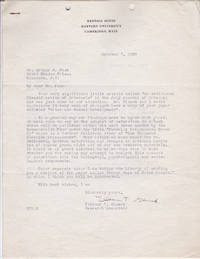 THREE TYPED LETTERS SIGNED TO PSYCHIATRIST ARTHUR FOXE SHOWING GREAT INTEREST IN HIS PAPER...