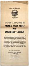 California Civil Defense Family Food Shelf and Emergency Menus