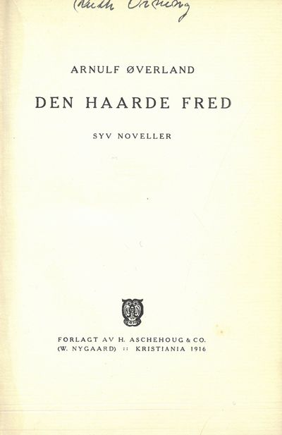 Den haarde fred. Syv noveller.
