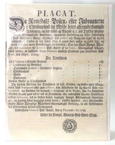 “Placat. Da Romsdals-Posten, efter Indvaanerne i…