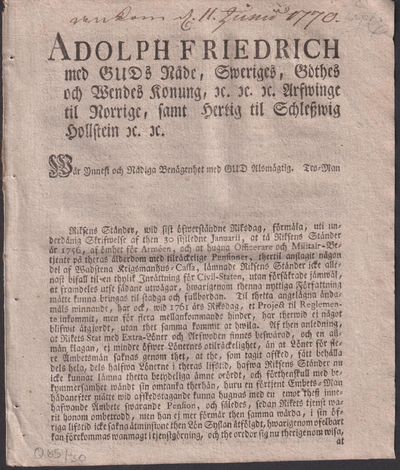 Adolph Friedrich med Guds Nåde, Sweriges, Göthes…