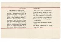 An Enigma...Written for the Gentleman's Journal of 1692 by Emerson G Wulling - 1929 - from Rulon-Miller Books (SKU: 52355)