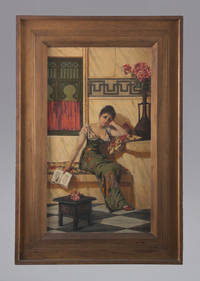 Woman reading in an Oriental setting..