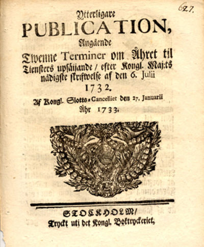 Ytterligare publication, angående twenne terminer…