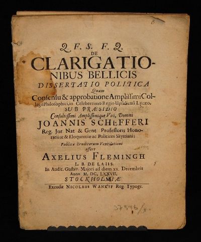 De clarigationibus bellicis dissertatio politica.…