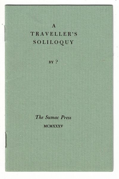 A traveller's soliloquy. By
