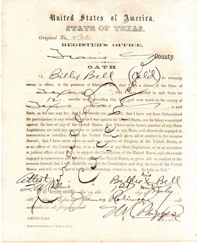 [Loyalty Oath Taken by an African American Man in Early Reconstruction Texas]