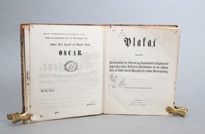 75 plakater, lover, tractater, Kongelig Kundgjørelser og provisoriske anordninger 19de Januar 1857 - 21de Oktober 1857. (photo 2)