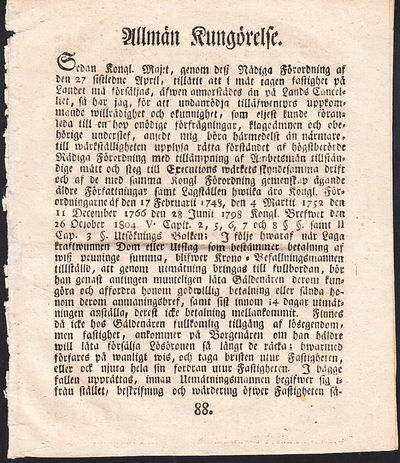 Allmän kungörelse [= rubrik].