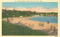 Bathing Beach showing New Pier, Onset, Mass unused linen Postcard