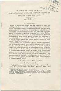 [Offprint]: The Doukhobors: A Genetic Study on Attitudes