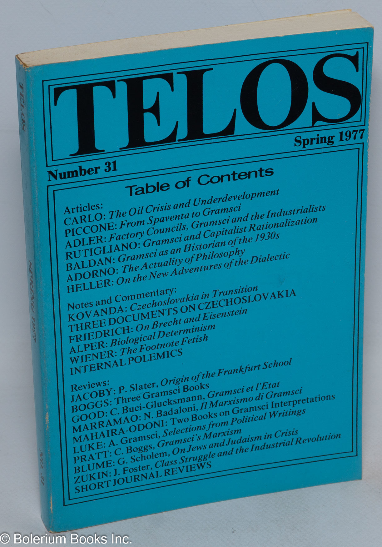 Telos Journal Telos: No. 31, Spring 1977 by Piccone, Paul, ed | Search for Rare Books ...