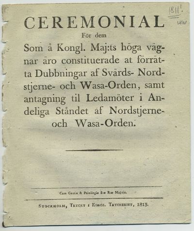 Ceremonial för dem som å kongl. maj:ts höga…