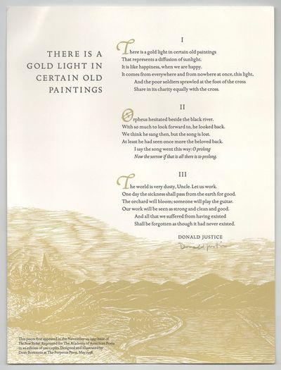 New York: The Academy of American Poets, 1998. First edition. Broadside printed in two colors and me...