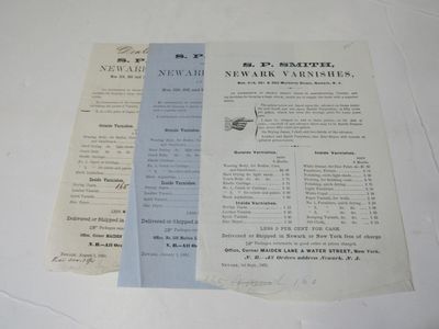 Three small advertising broadsides from S.P. Smith, Newark Varnishes