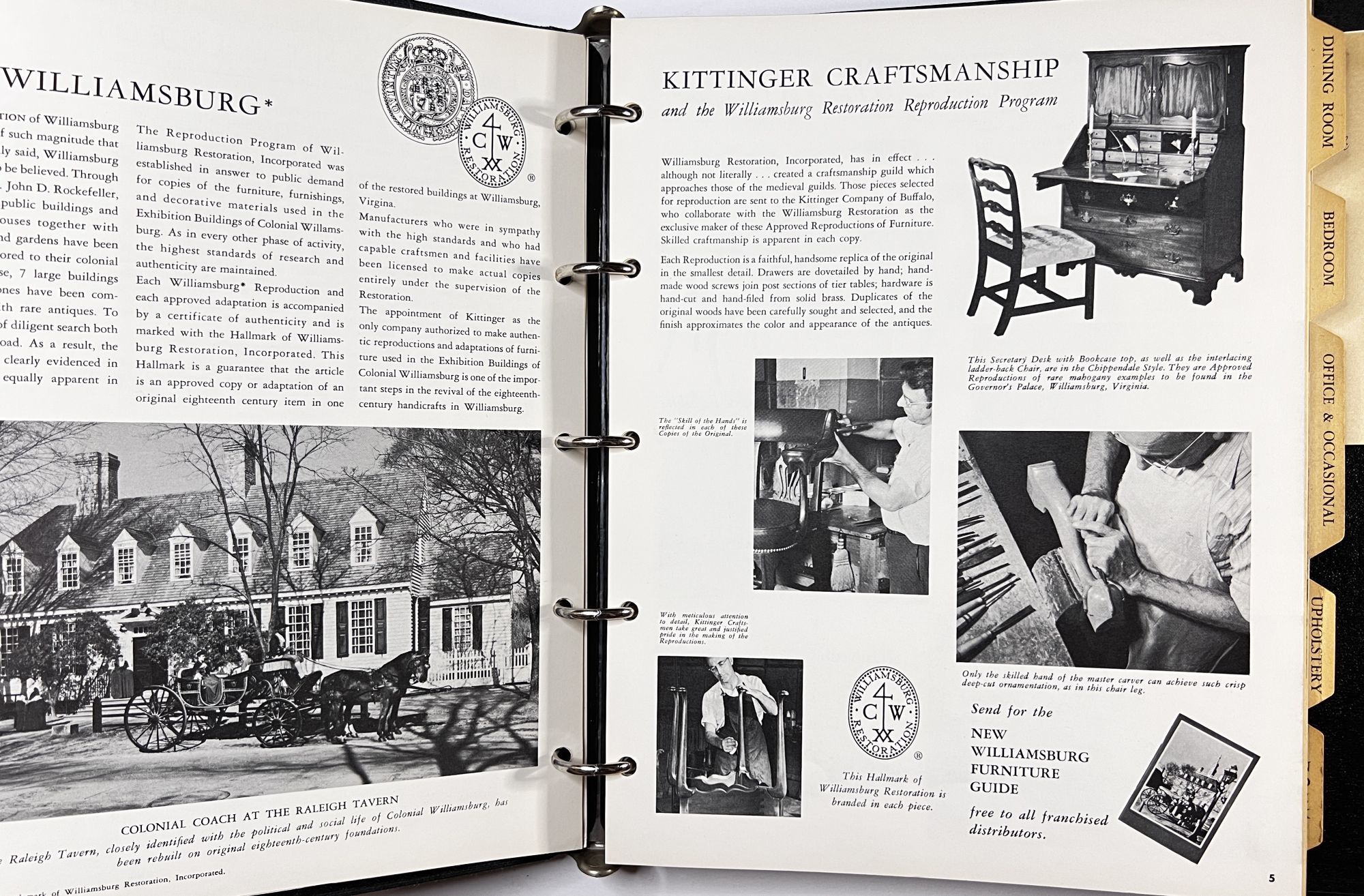 Kittinger Furniture Catalog No. 92 by Inc Kittinger Company Hardcover 1957 from Common
