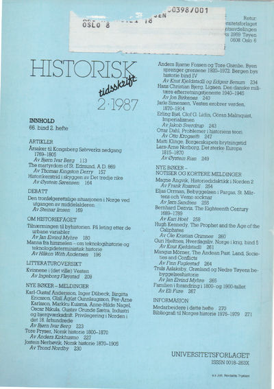 Historisk Tidsskrift 2-1987