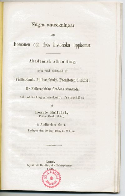 Några anteckningar om romanen och dess historiska…