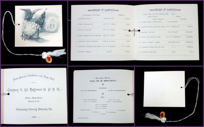 Dance Card - First Annual Exhibition and Prize Drill of the Company E, 3d Regiment N. H. N. G. Cover Printed on Silk