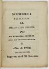 Memoria Presentada al Soberano Cuerpo Lejislativo