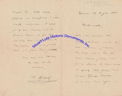 Nobel Prize Winner Frdric Mistral Writes To The Daughter Of His Fellow Provencal Poet Felix Gras