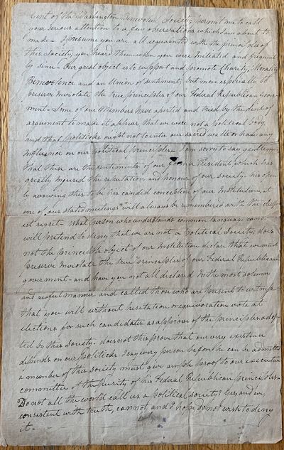 Manuscript Address to the Members of the Washington Benevolent Society, no date circa 1810