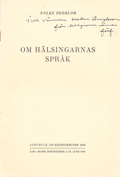 Om hälsingarnas språk [= rubrik].