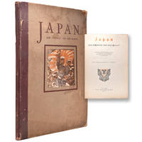 Japan Her Strength and Her Beauty used as a scrapbook with exercises in calligraphy for Baltimore 59 boarding houses on various colored paper, all in white ink, with some ads interspersed