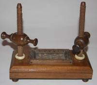 Nineteenth Century Maple and Bone Miniature Book Press with Tapestry Decoration