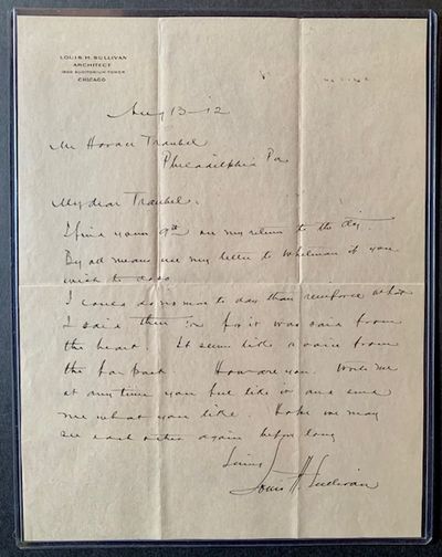 A I-Pg. Louis Sullivan Autograph Letter Signed