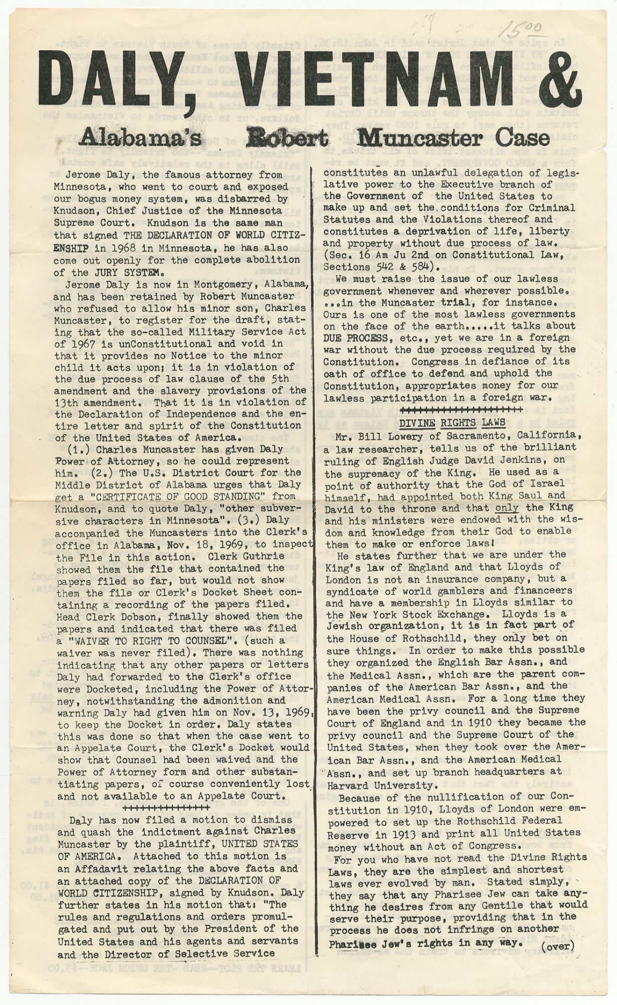 Broadside: Daly, Vietnam & Alabama's Robert Muncas