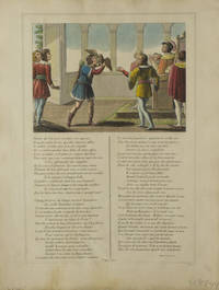 Hand-Colored Engraving above printed Text from Les Fables