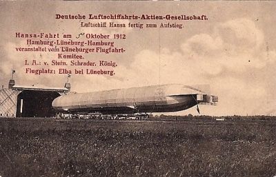 Luftschiff Hansa fertig zum Aufstieg.