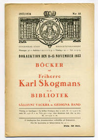 Bokauktion den 11-15 november 1933. Böcker ur…