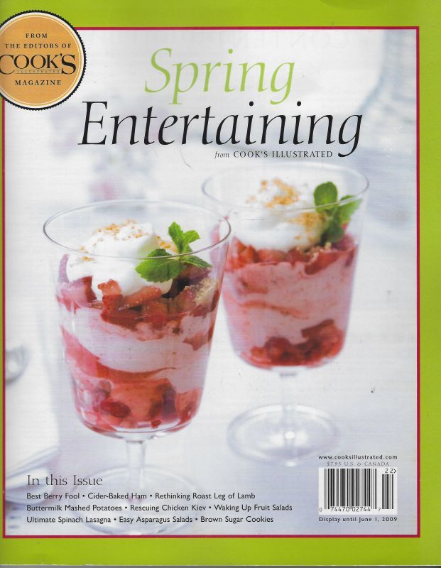 COOK'S ILLUSTRATED MAGAZINE SPRING ENTERTAINING 2009