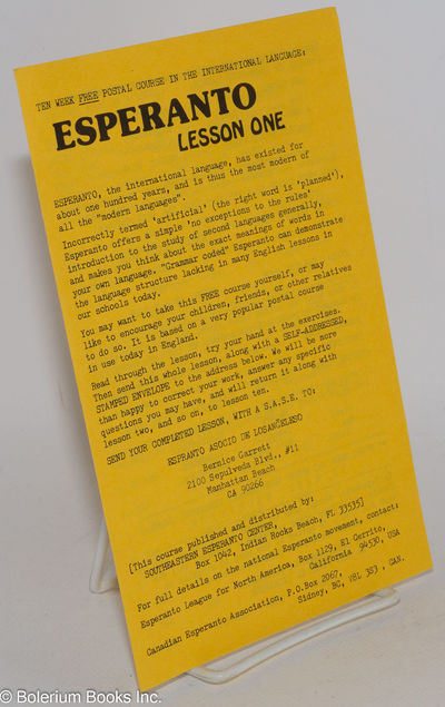 Indian Rocks Beach, FL: Southeastern Esperanto Centre, . Pamphlet. , 5.5x8.5 inch pamphlet, black in...